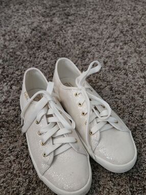 Girl's White Glitter Keds